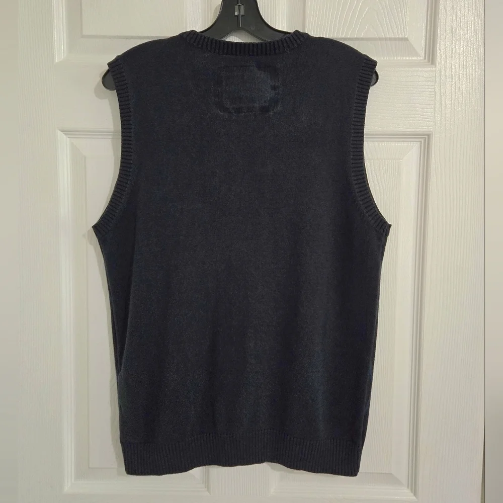 Allyance Argyle Sweater Vest Mens Large Black Blue Zip Pocket